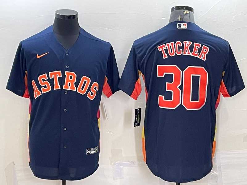 Men%27s Houston Astros #30 Kyle Tucker Navy Blue Stitched MLB Cool Base Nike Jersey